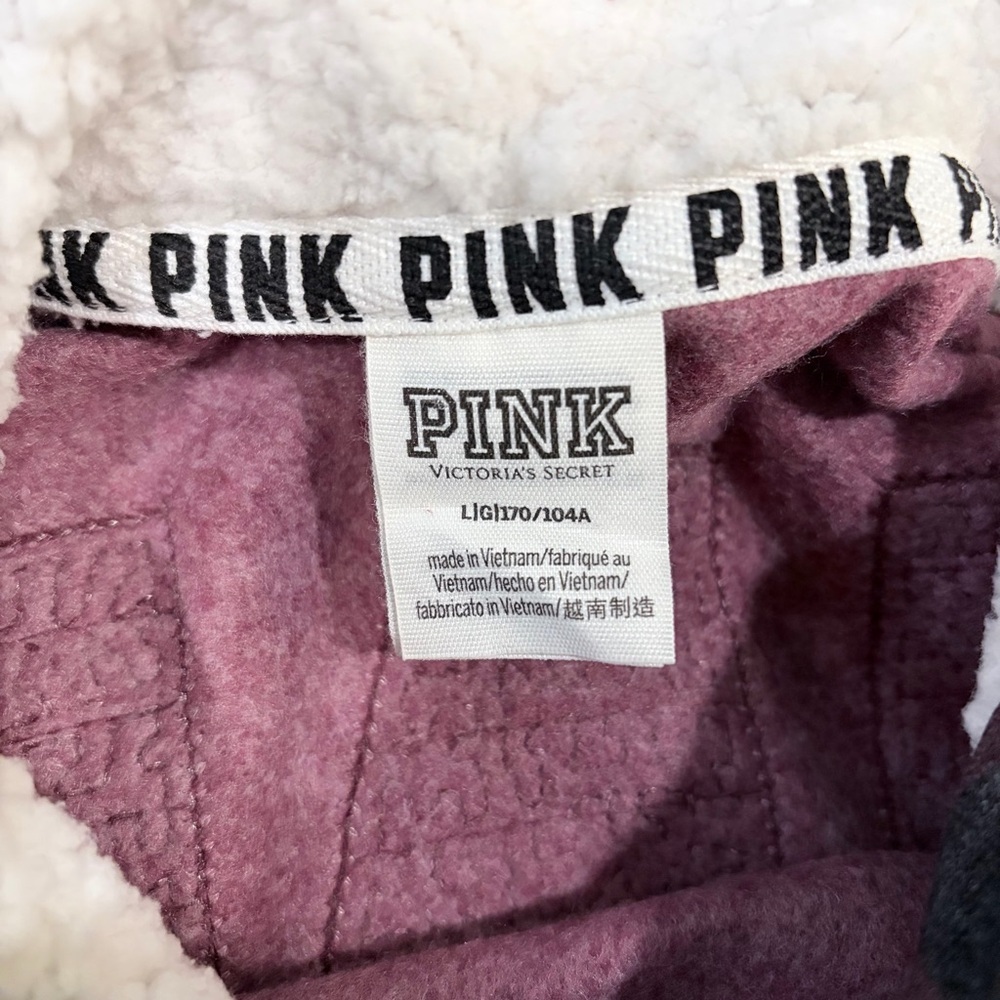 PINK Victoria’s Secret Camo Hoodie Sequin Logo Y2K Mobwife Glam L Sherpa - Picture 8 of 9